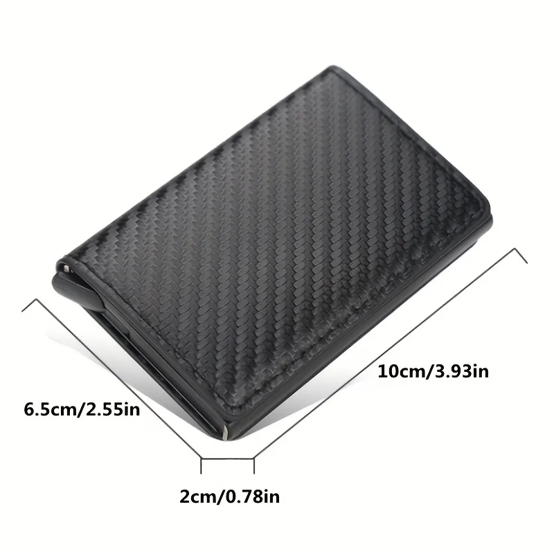 Credit Card Holder Carbon Fiber Credit Card Holder Wallet Men Rfid Smart Metal Thin Slim Pop Up Minimalist Wallet Small Black Purse Metal