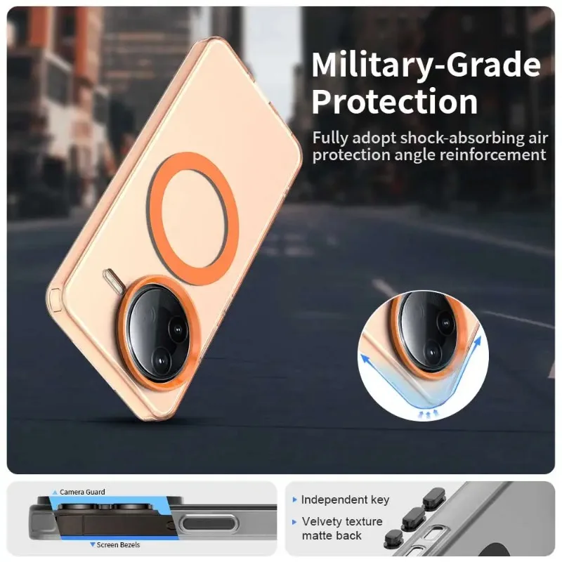 Enhanced Magnetic Wireless Charging Translucent PC Phone Cover with Candy Bumper