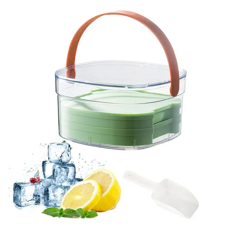 

Ice Cube Tray Bucket Set Silicone Ice Cube Mold With Storage Bin Silicone Ice Cube Making Tool Stackable And Large Capacity Easy