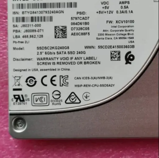 For DC S4610 SSDSC2KG240G8 240G SATA SSD Solid State Drive