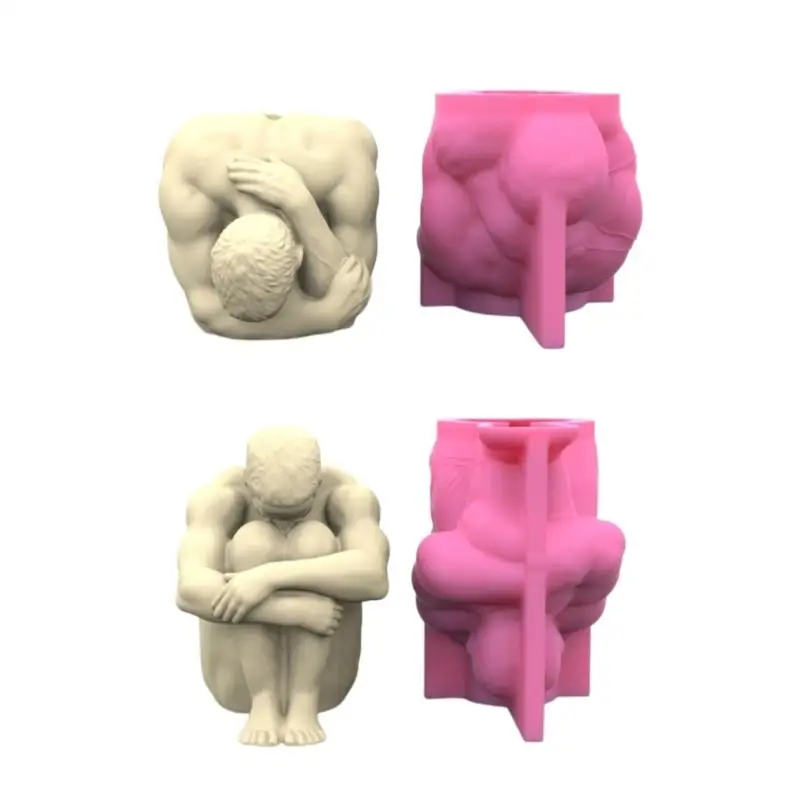 

Yoga-Man Silicone Flower Pot Mold Concrete Candlestick Silicone Holder Mold Succulent Planter Cement Clay Mold