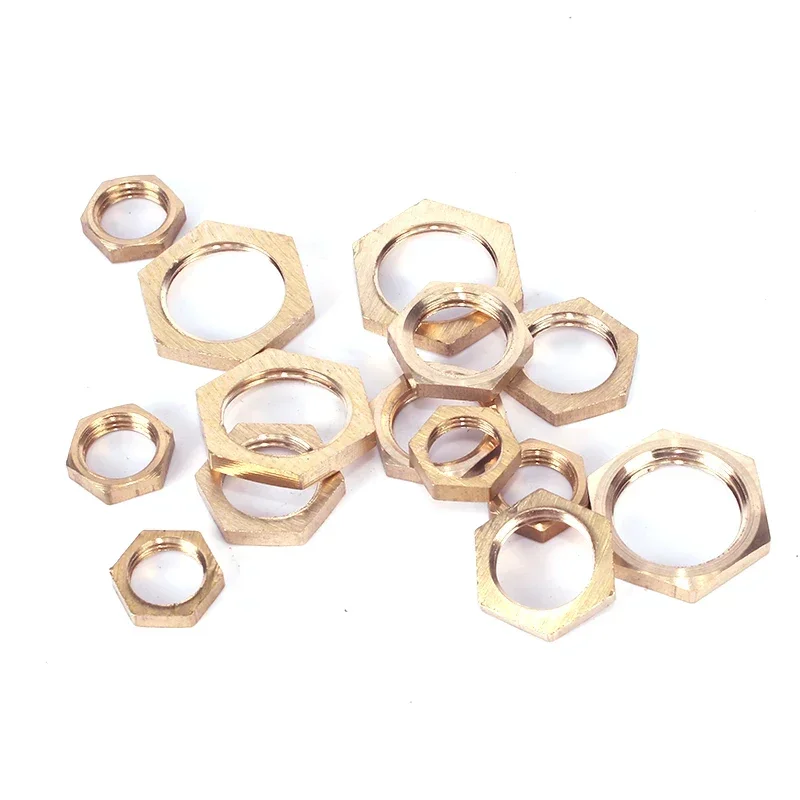 Pipe Fitting Brass Hex Lock Nuts M10 M12 1/8" 1/4" 3/8" 1/2" 3/4" 1" BSP Female Thread Hexagonal shank cap
