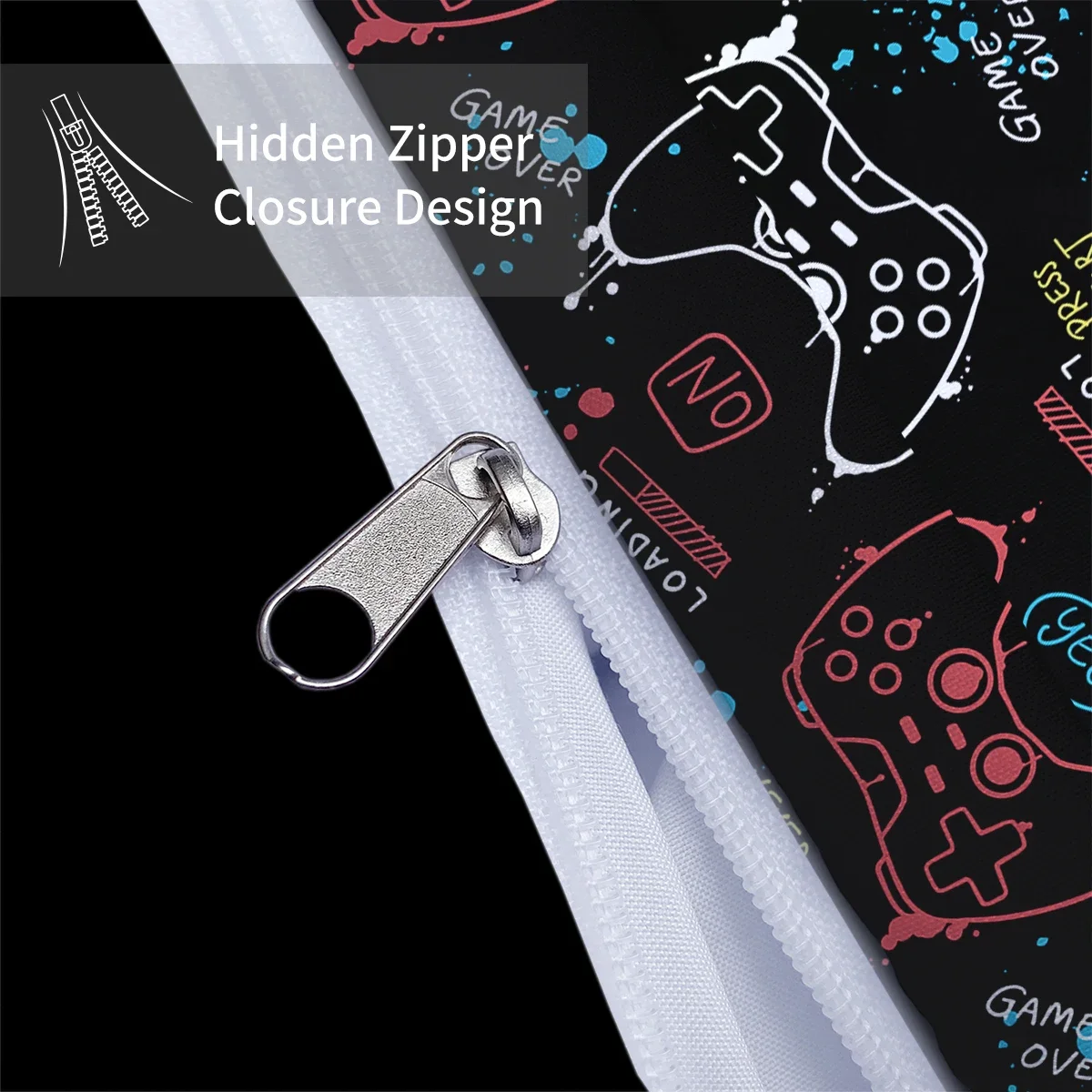 3-piece down duvet cover set with game controller pattern digital printing (1 duvet cover+2 pillowcases, no core) bedding set