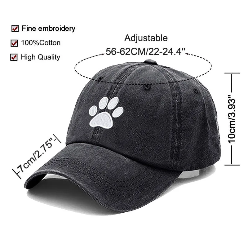 Dog Paw Vintage Washed Cotton High Quality Embroidery Dad Hat  For Men Women Baseball Cap golf caps Snapback Cap Dropshipping 6