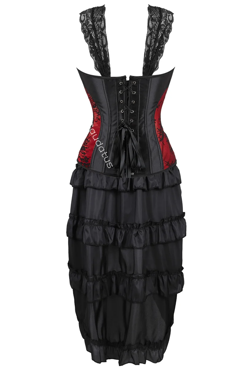 Corset Dress Straps for Women Tutu Skrits Set With Lace Costume Party Sexy Burlesque Basques Outfit Plus Size Gothic Black Green