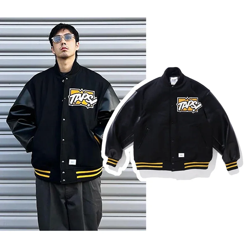 

Autumn Winter WTAPS Varsity Melton Toon Baseball Jacket High Street Men Women 1:1 Loose Fashion Tops Y2K