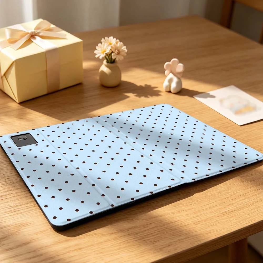 Pink White Polka Dot Tablet Case with Pen Tray
