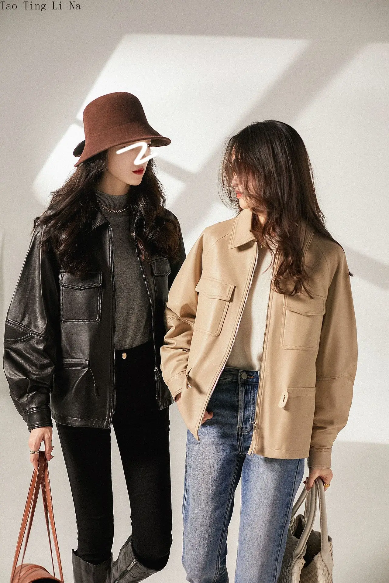 2022 New Spring and Autumn Waist Mid-length Leather Coat Genuine Real Sheepskin Leather Jacket W4