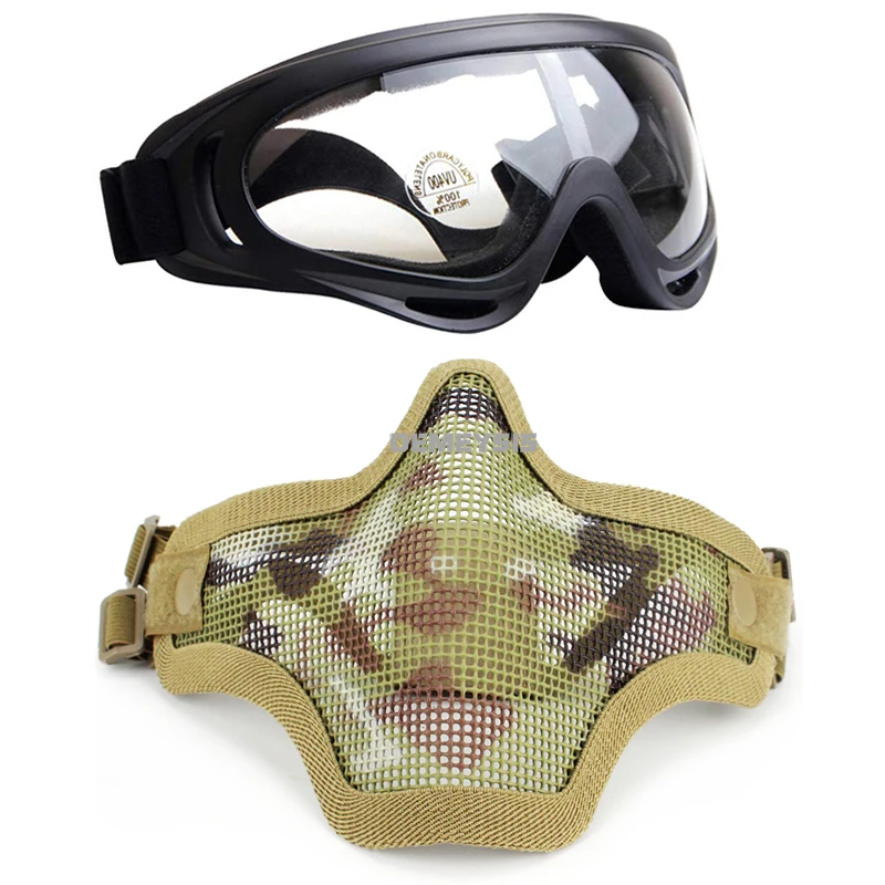 Airsoft Full Face Mask Metal Mesh Goggles Protection 