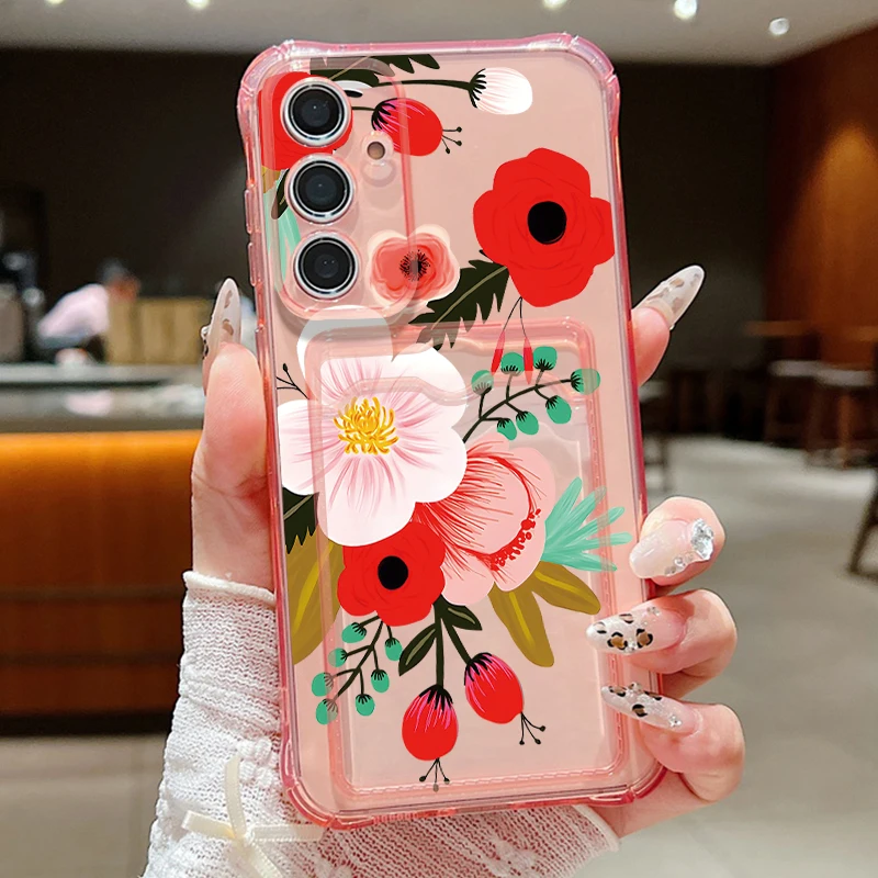 Big Red Flower Card Case