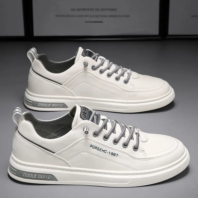 

Men's Casual Leather Sneakers Waterproof Vulcanized Shoes Men 2023 Comforthable Spring Sneakers Men Casual Shoes Plus Size 39-44