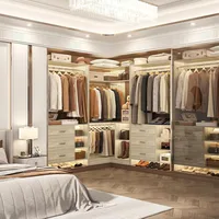 Closet System with 6 Drawers, 4 Hanging Rods & Corner Tower, Corner Closet System with Hanging,92.6" L-Shaped Walk-In, Wardrobes 2