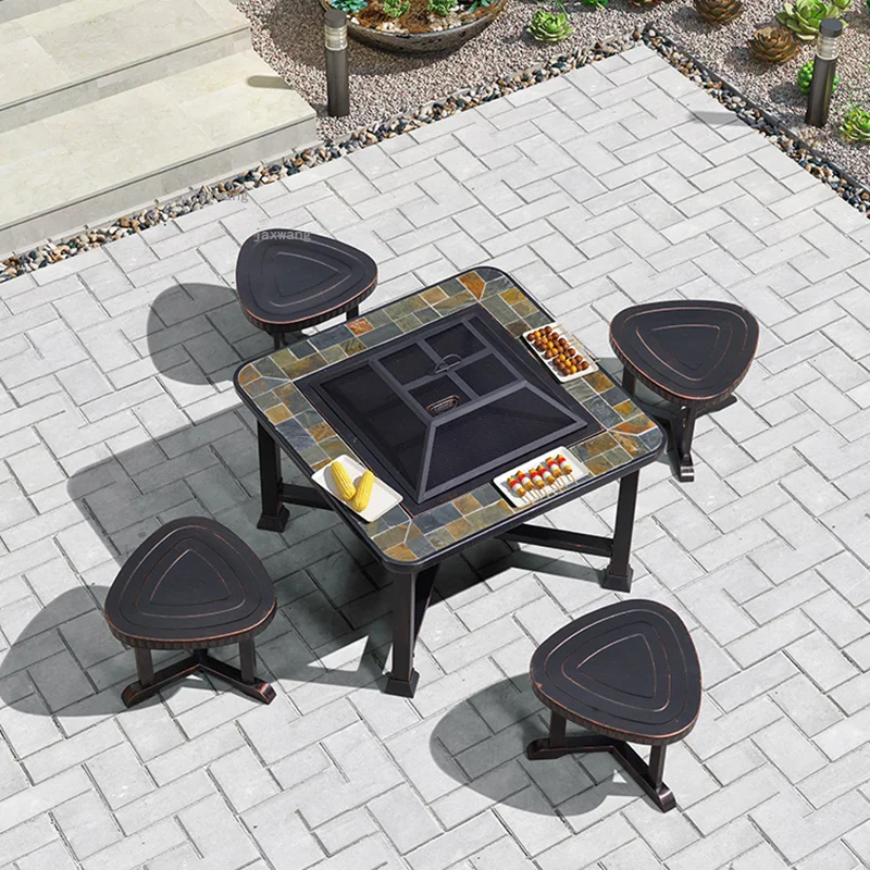 Household Garden Fire Pits Outdoor Hotel Barbecue Stove Set Villa Courtyard Heating Furnace Wrought Iron Balcony Winter Heaters