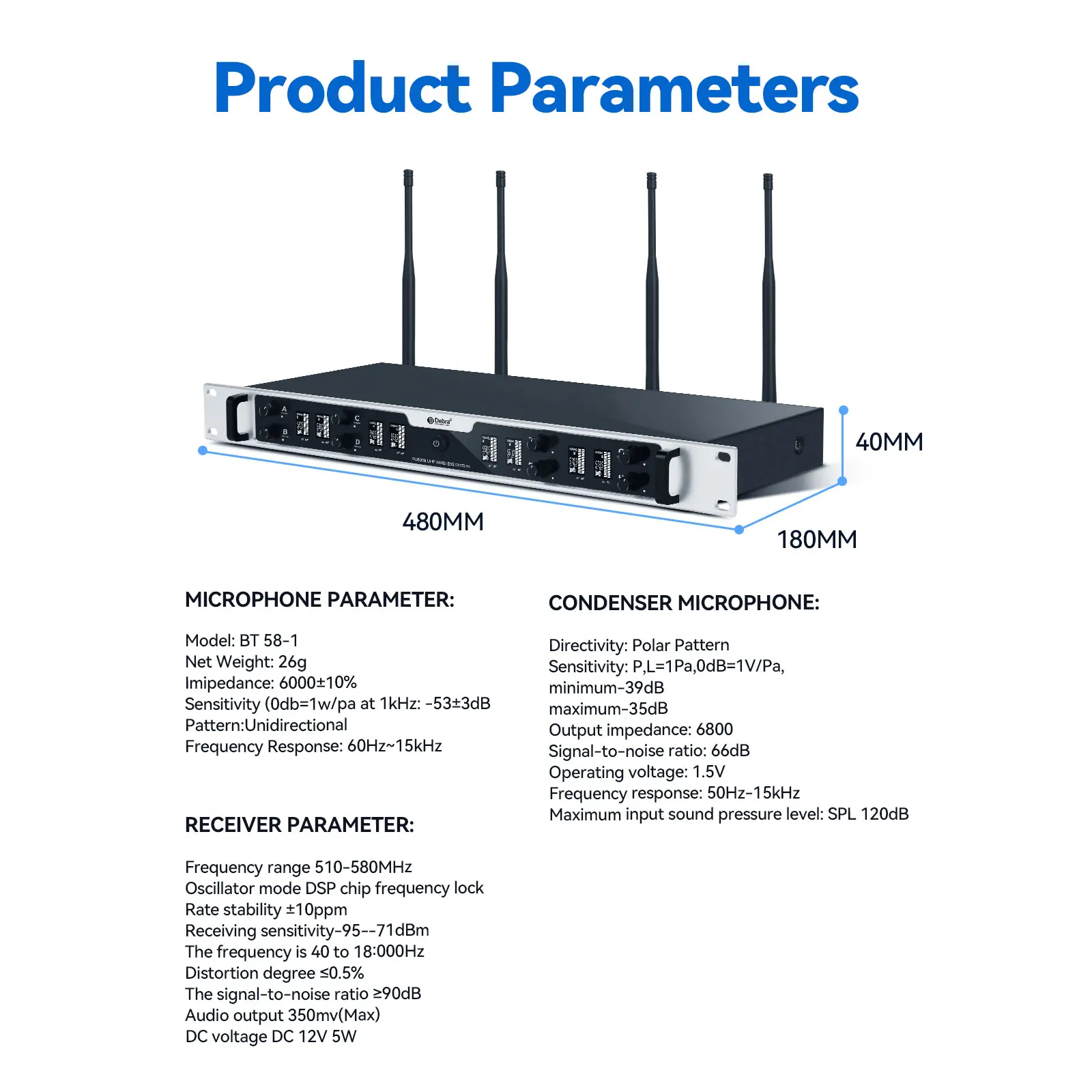 Debra DU8008 8-Channel Wireless Handheld Microphone System Handheld, Lavalier, a