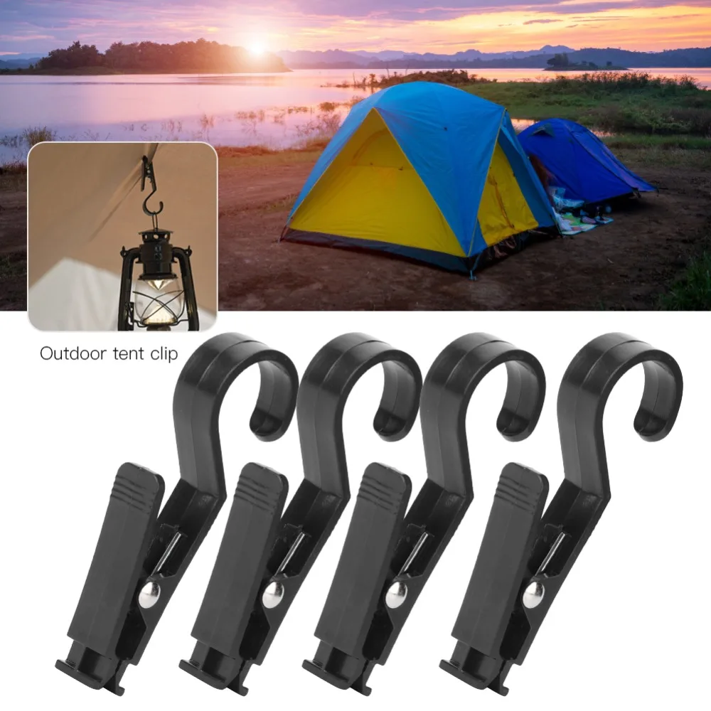 10 Pcs 플라스틱 다목적 교수형 클립 경량 스톰프루프 잠글 수 있는 텐트 타프 후크 클립 블랙 텐트 캐노피 클립