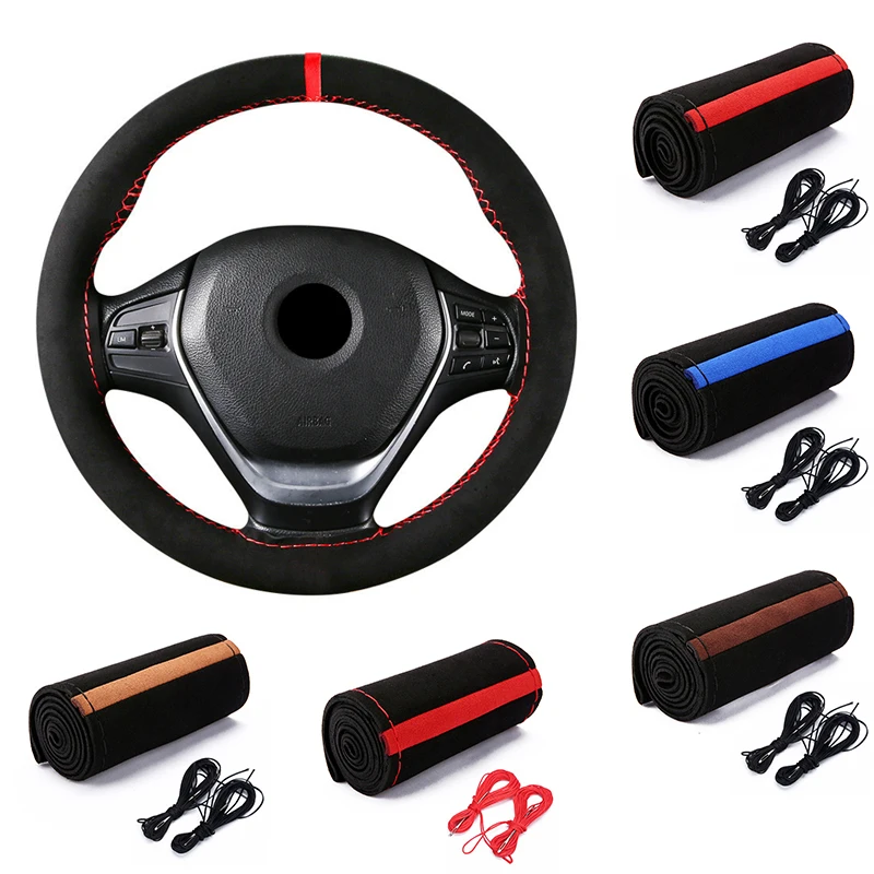 FurSteeringWheelCoverForCarUniversal38cmBraidedCarSteering