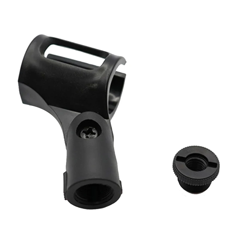Black Plastic Universal Microphone Stand Clip Adjustable Mic Clamp
