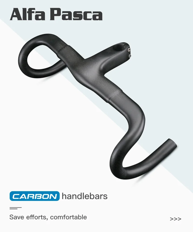 Guidon Carbone Intégré Vélo Route 400mm - Diamètre 31,8mm Avec Convertisseur 28,6mm, Garantie 3 Ans - Neuf