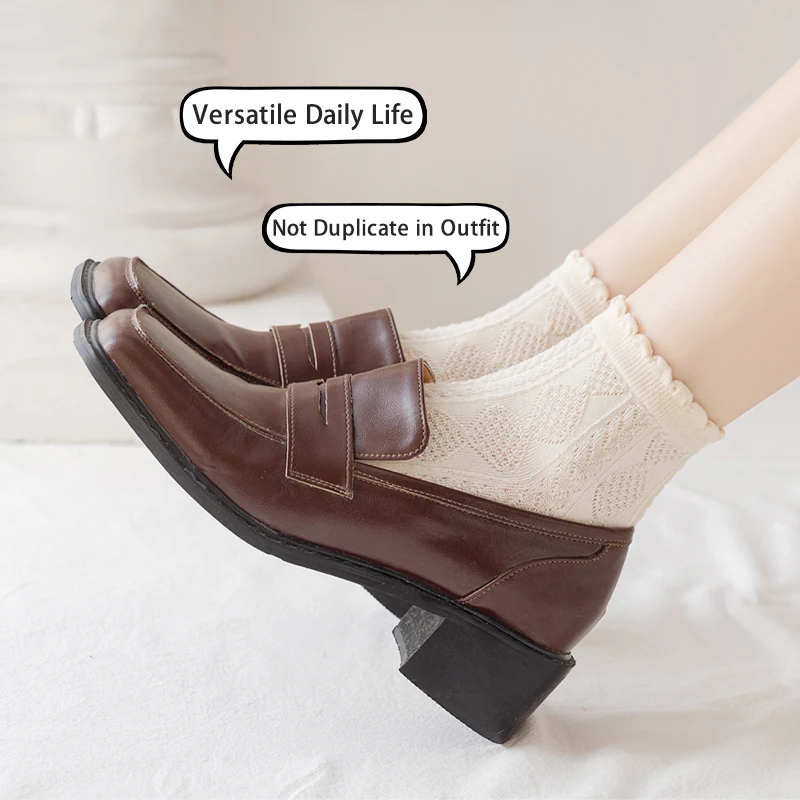 Women's Summer Gradient Cotton Socks - Cute & Comfortable with Wood Ear Edge