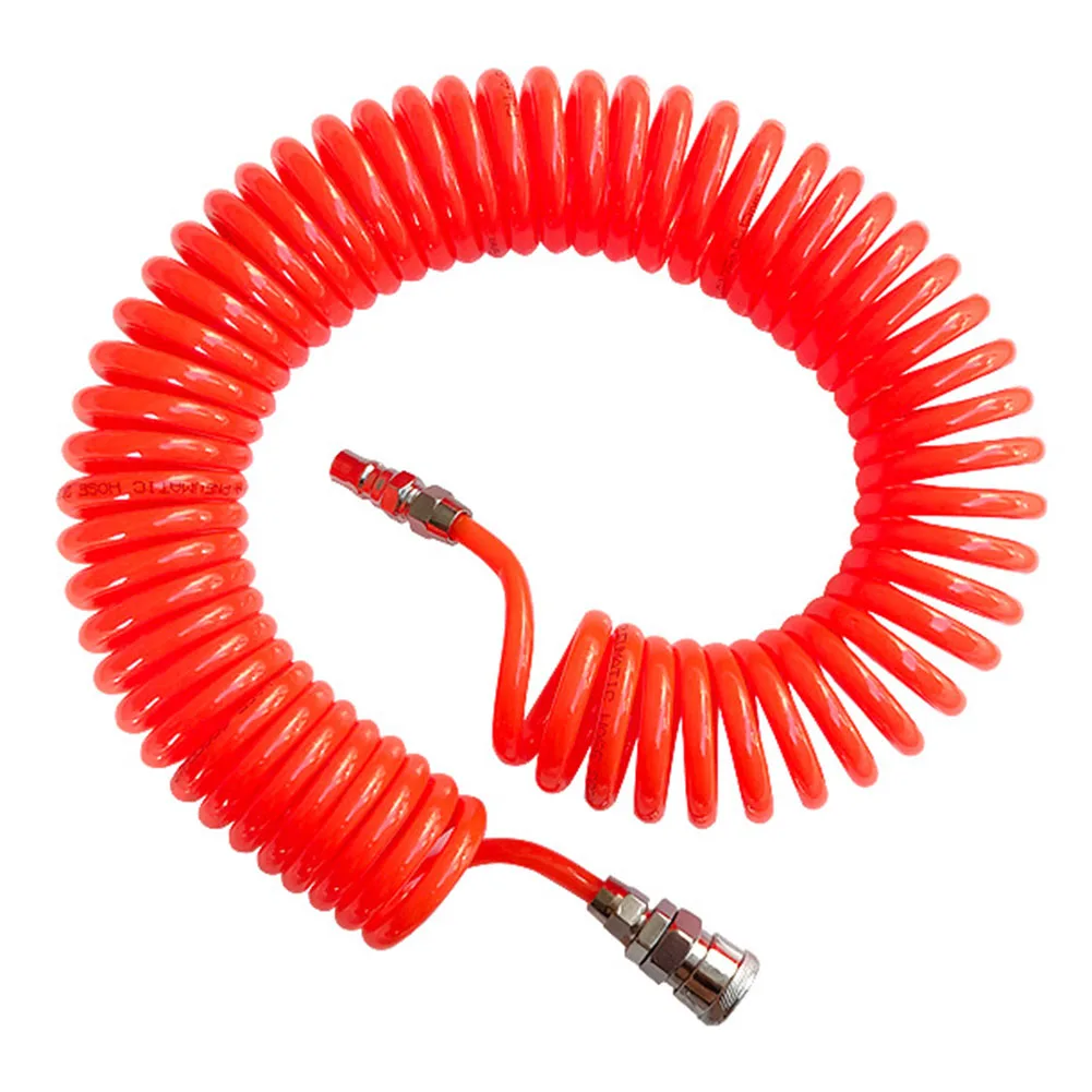 Description Picture 3 of item8x5mm Air Compressor Hose Pneumatic Polyurethane PU Air Compressor Hose Telescopic Spring Spiral Tube Tool With Connector