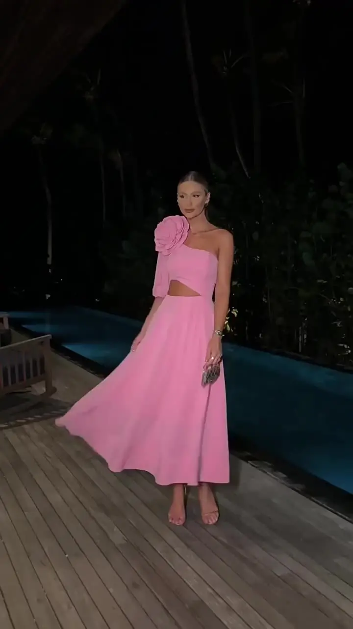 Сексуальное розовое вечернее платье YEAE