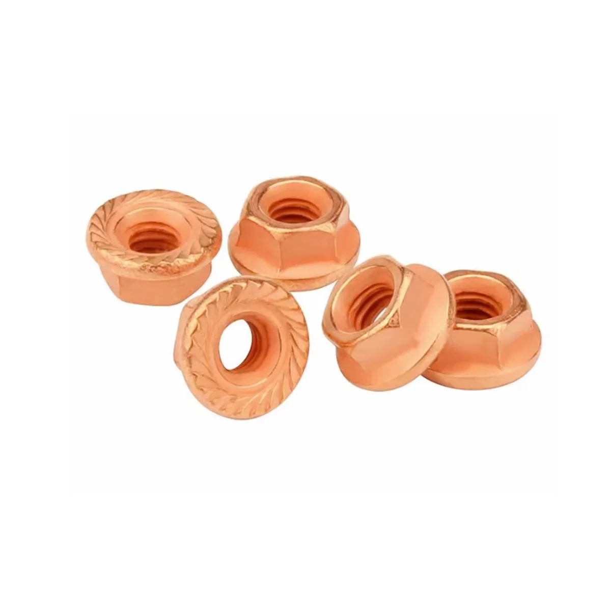 

Electroplated Red Copper Flange Nut / Carbon Steel Anti Slip Serrated Screw Cap M4