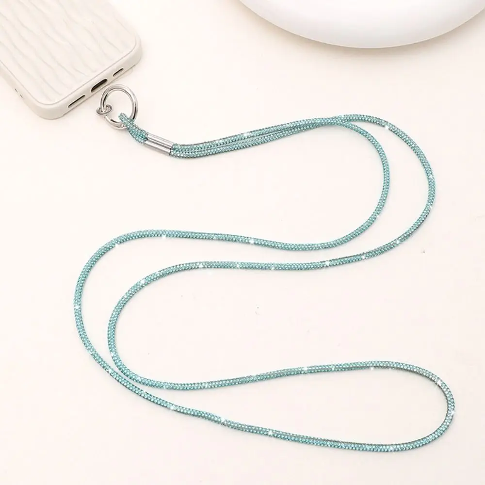 Elegant Rhinestone Phone Lanyard with Glitter Crystal Case and Anti-Loss Strap Keychain