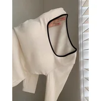 Fce Lined Long Sve Square Collar Women's Base irt Inner Wear Autumn Winter Warm Color Blo Chest Pad Slim Fit Top