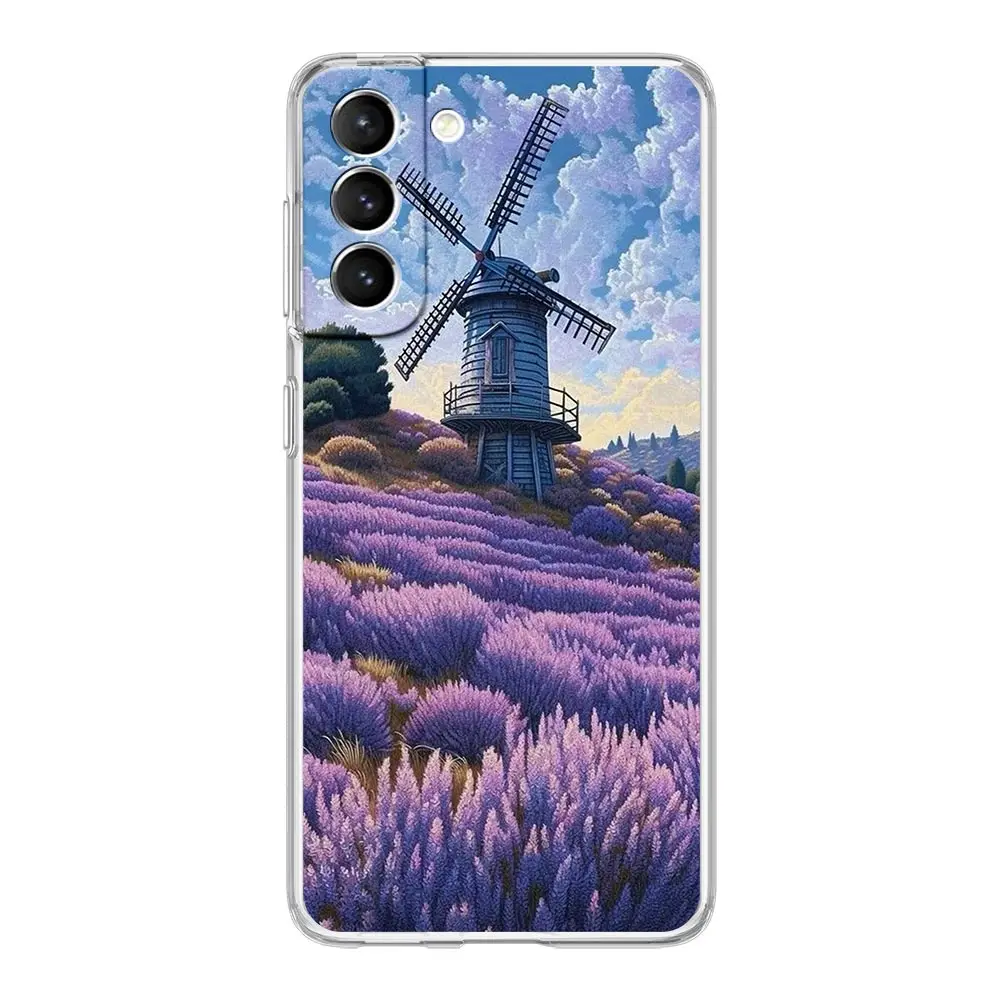 Clear Phone Case with Simple Lavender Purple Floral Design