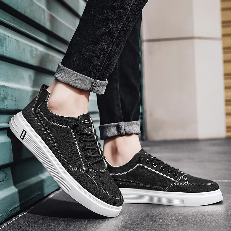 Fashionable Sports Lace-Up Comfortable Flat Shoes Men's Canvas Casual Shoes  New