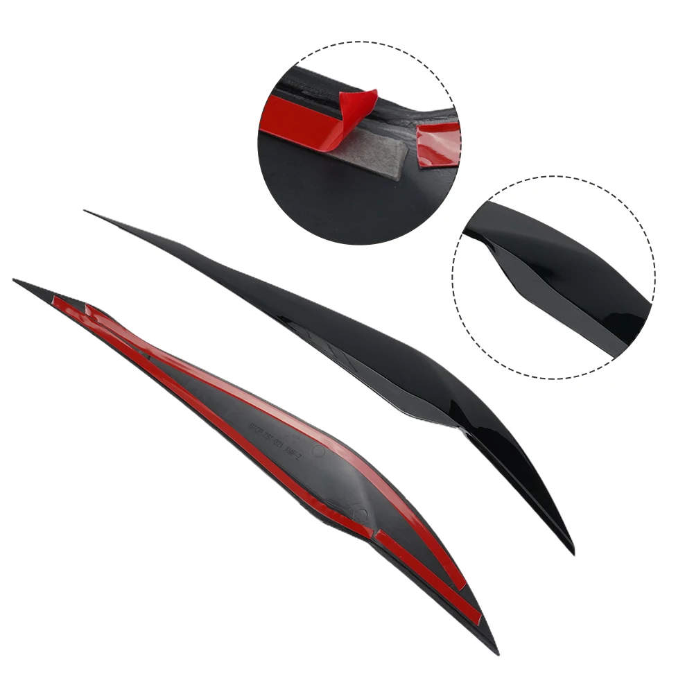 Pair For BMW 3 Series F30 F35 2013- Headlight Cover Eyelid Gloss Black Eyebrow