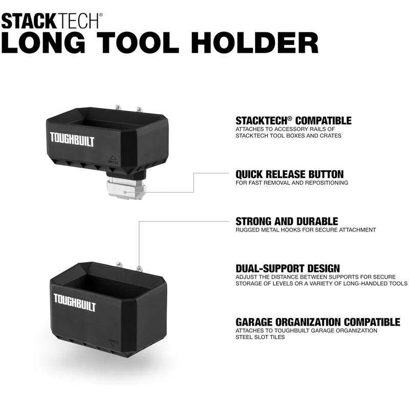 TOUGHBUILT TB-B1-A-54 STACKTECH Plastic Tool Holder Stacking Tool Case Special Vertical Portable Organizer Long Handle Shelf