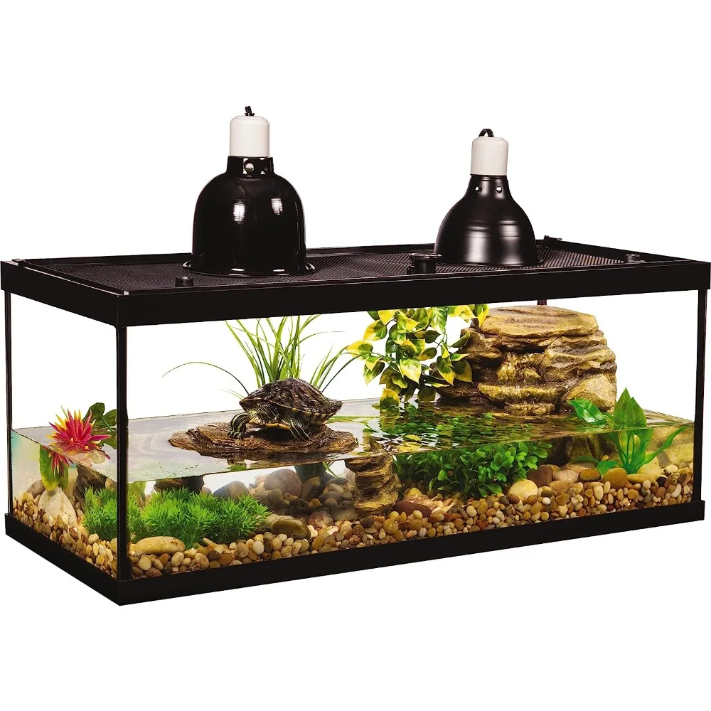 

Glass Fish Aquarium Hatchery Aquatic Turtle Deluxe Kit 20 Gallons Aquarium with Filter and Heating Lamps Fishkeeping Pet Home