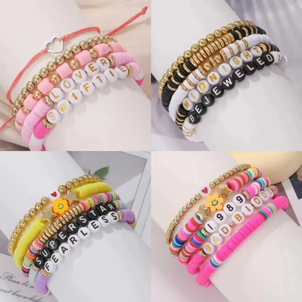 DIY Clay Beads Bracelet Making Kit Seed Beads Kit for Friendship Jewelry Making,Polymer Heishi Beads with Charms Gifts - 5