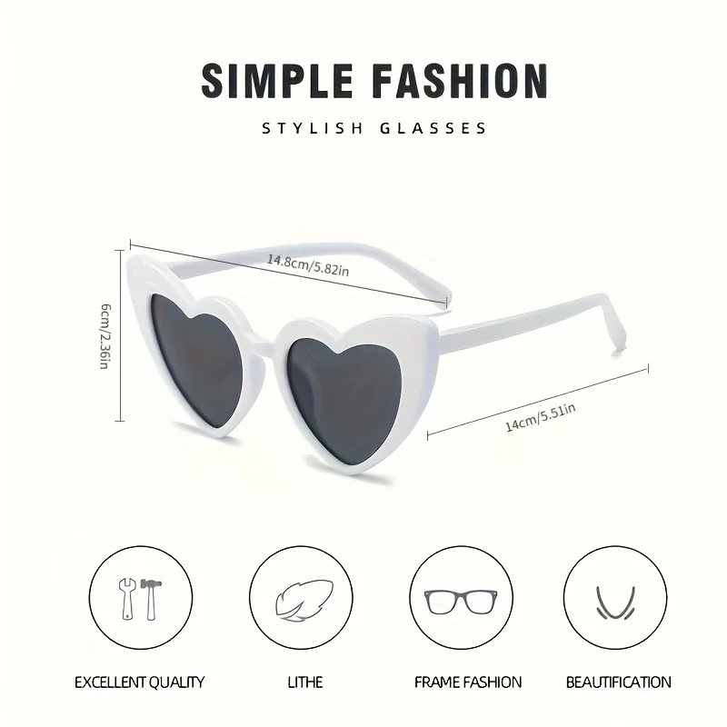 Large Heart-Shaped Anti-Reflective Plastic Glasses