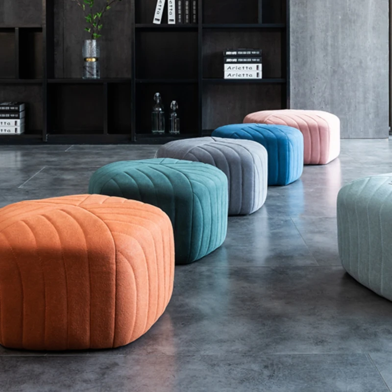 

Entryway Bench Home Macaron Sofa Stool Velvet Fabric Solid Wood Structure High Density Resilient Foam Long Lasting Support