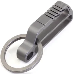 Sleek Black Titanium Keychain - Luxury Key Holder with Belt Hanging Buckle, Durable and Lightweight EDC Accessory (Ti Car Shape)