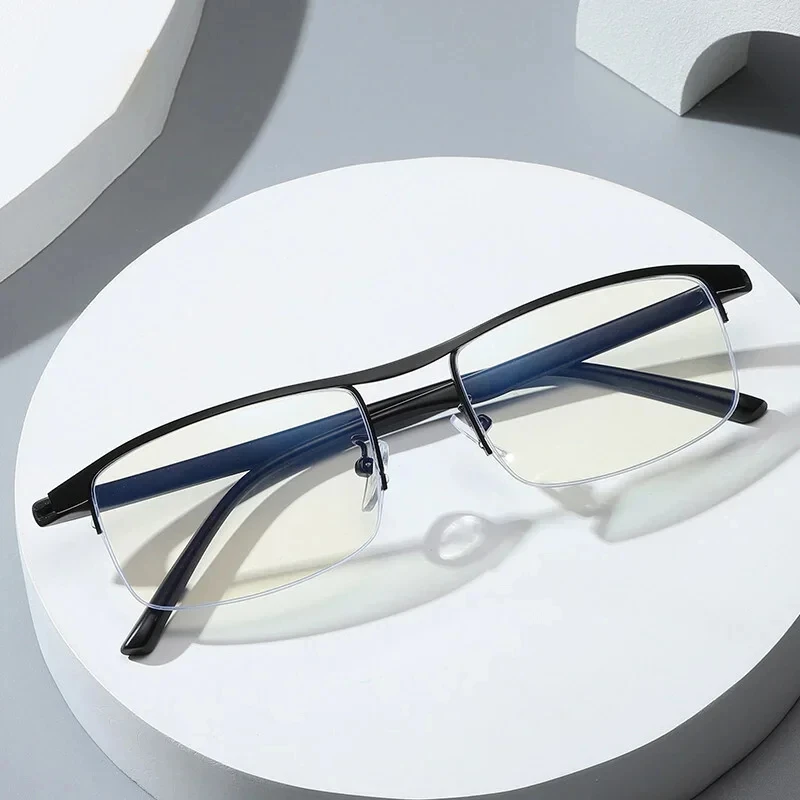 Progressive Multifocal Reading Glasses for Women and Men Anti-Blue Light Half Frame Bifocal Presbyopia Eyeglasses +100 To +400