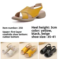 Sandales pour femmes - Nouveau design 2026 - Sandales de luxe pour femmes en cuir pleine fleur à semelle épaisse - Chaussures de créateurs pour femmes 3