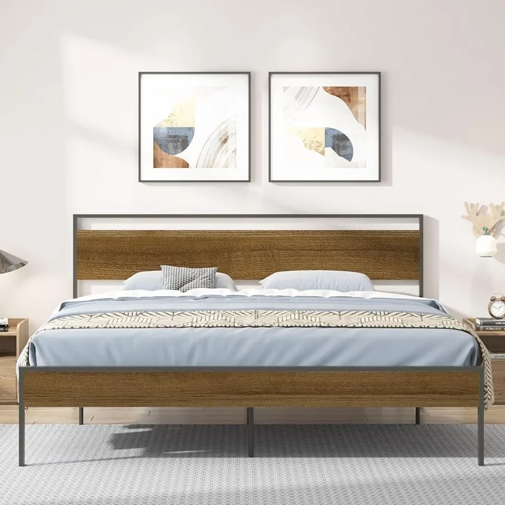 

Bed Frame with Headboard and Footboard,with Under Bed Storage, All-Metal Support System, No Box Spring Needed, Easy Assembly