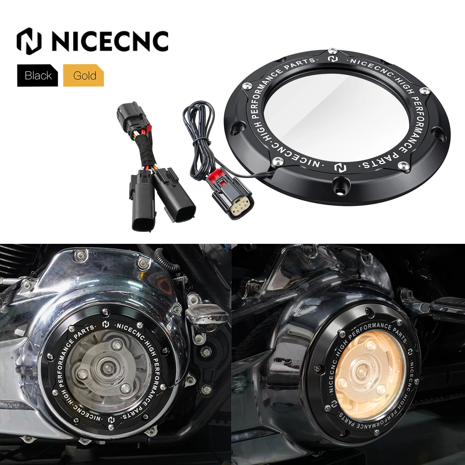 NICECNC Clear Derby Clutch Cover LED Strip Light For Harley Touring Road King Street Glide CVO