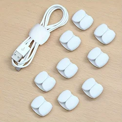 Multi - Function Cable Organizer Clips - Set of 10, Durable Plastic for Charging and Earphone Cords (White)