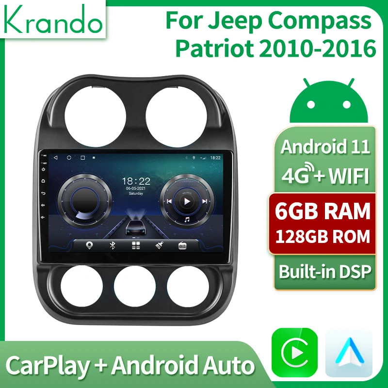 Krando Car Radio For Jeep Compass Patriot 2010 2016 Android 11.0 Stereo Receiver Navigation