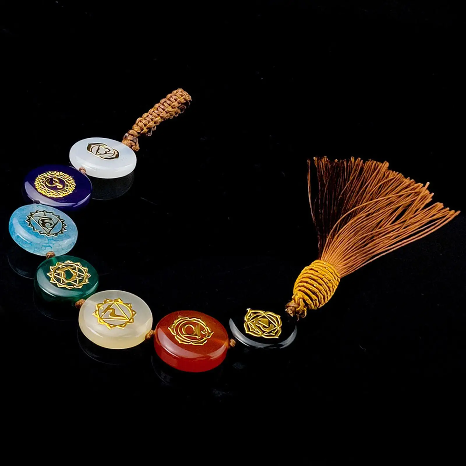 7 차크라 보석 걸이식 장식품, 자동차 홈 인테리어용 벽 행어