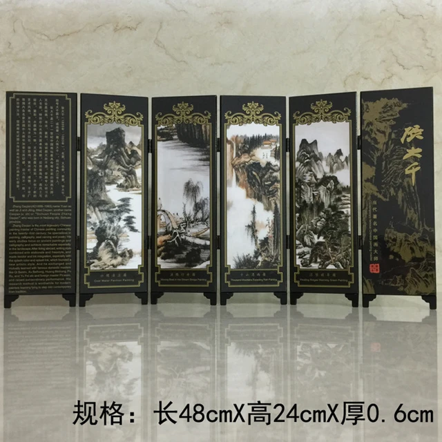 A Képernyőn Megjelenő Kézműves Ajándékok Antik Lakk -Edények Kis Képernyő Zhang Daqian Táj Klasszikus Fa Dekoráció - Image 2