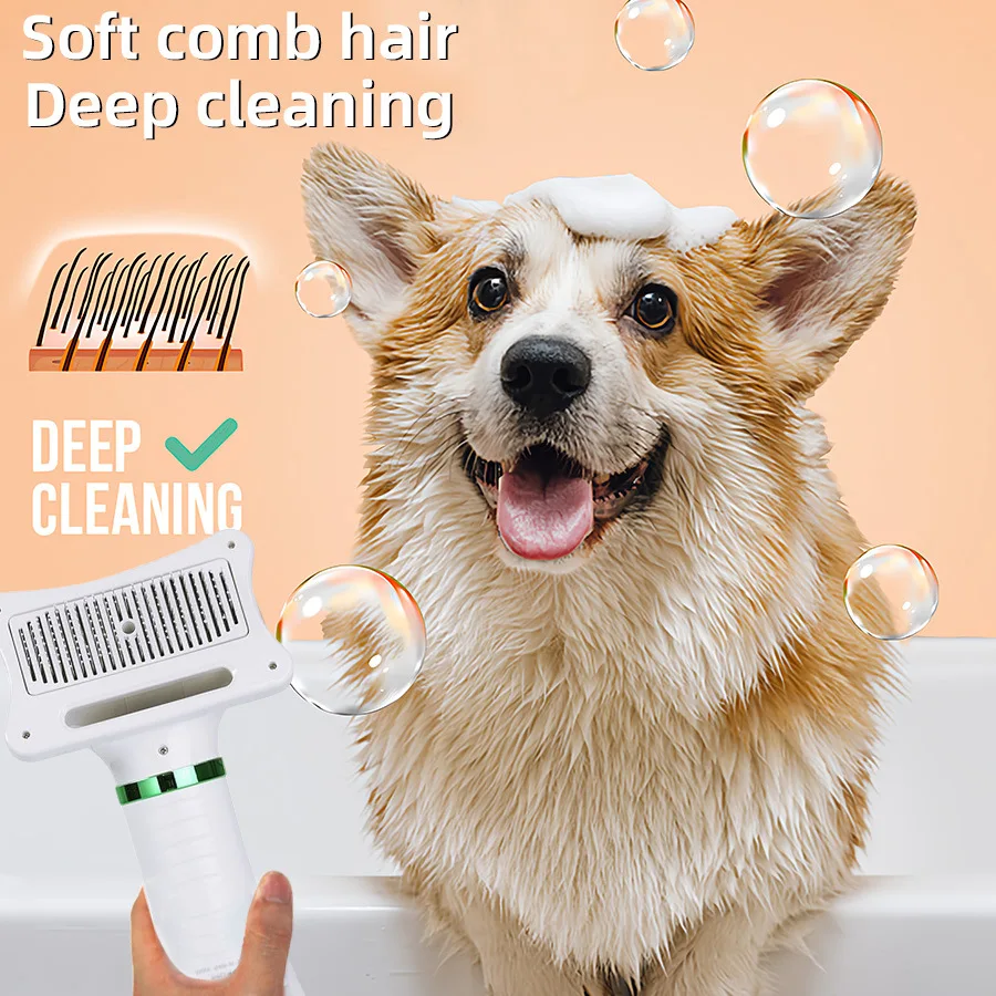 Multi functional pet electric hair blowing comb, cleaning and blowing integrated comb, pet cleaning and hair pulling comb