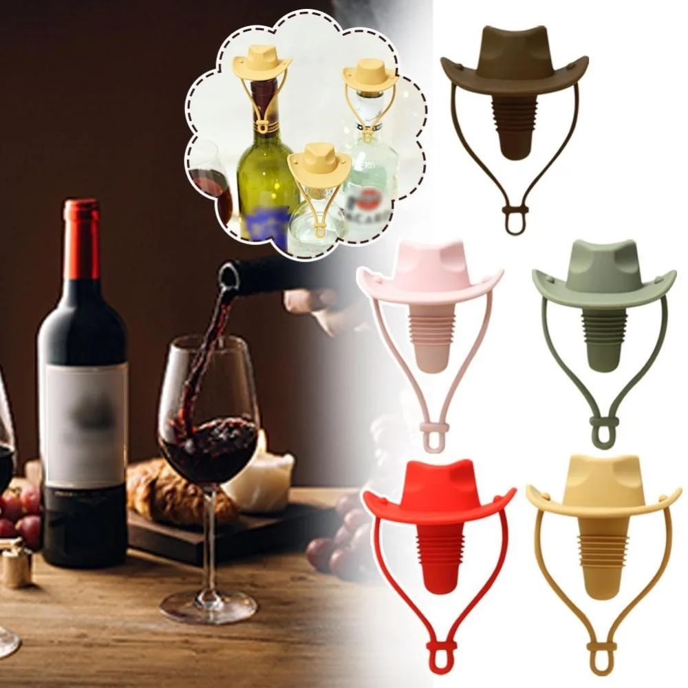Wine Bottle Stopper Champagne Bottle Stopper Wine Cap Cowboy Hat Shape Silicone for Bar
