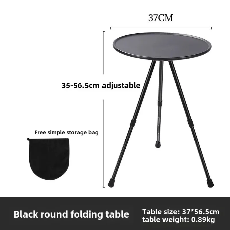 Outdoor aluminum alloy portable folding and adjustable small round table