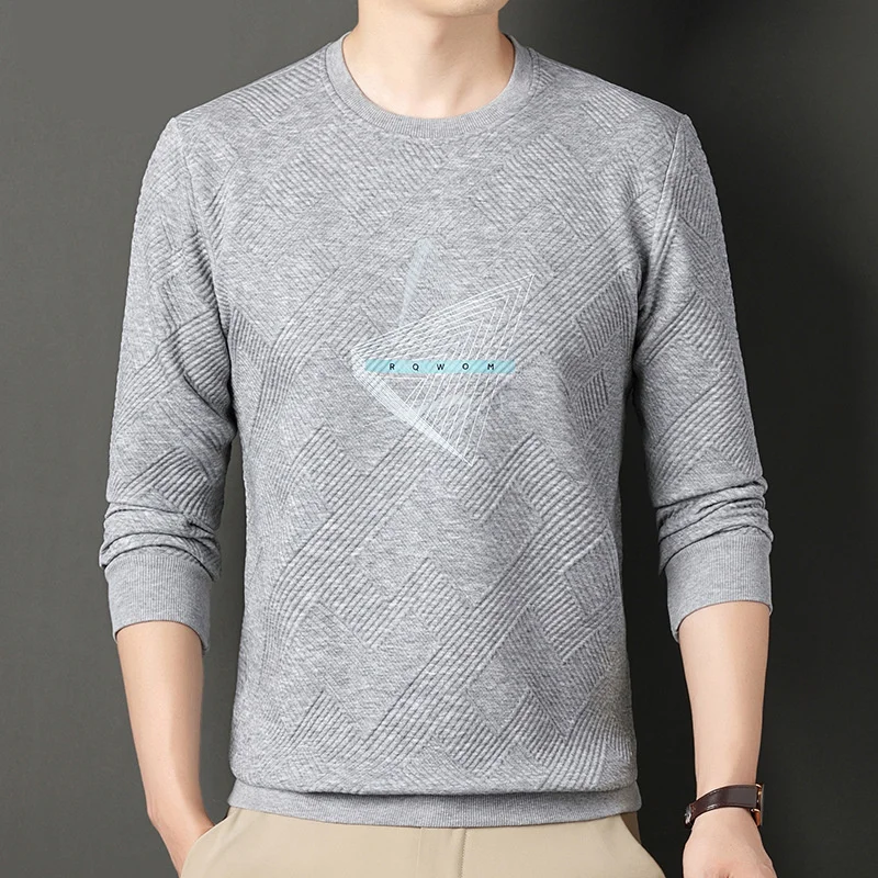 Specht Herbst Und Winter Neue Langarm männer Rundhals Solide Geometrische Muster Unterlage Hoodie Mode Casual Top_voghion.com