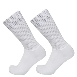Aero Cycling Pro Racing Breathable Mesh Socks - Summer Non-Slip Sports Wear (White)